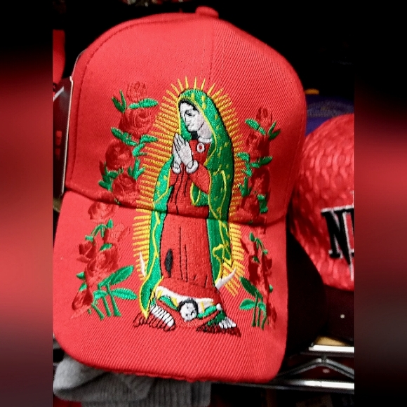 Virgin Mary Embroidered BaseBall Cap (Red/Blue) - Picture 2 of 2